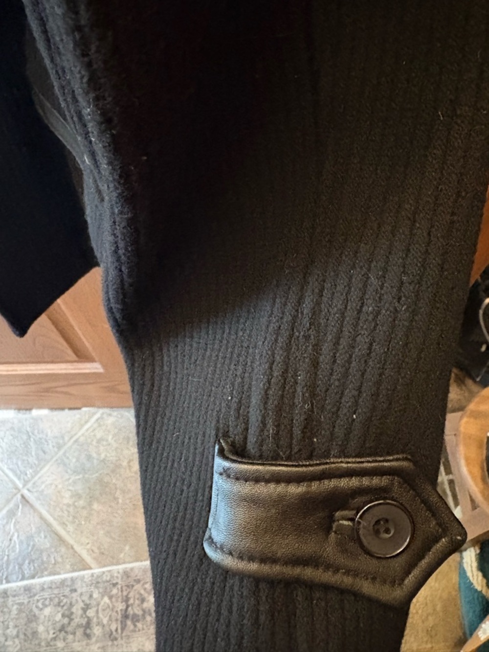 Vintage Givenchy Black Coat with leather detailing